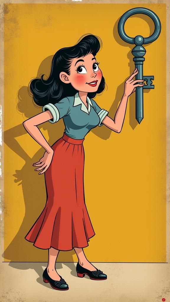Retro 1940s Illustration of a Key