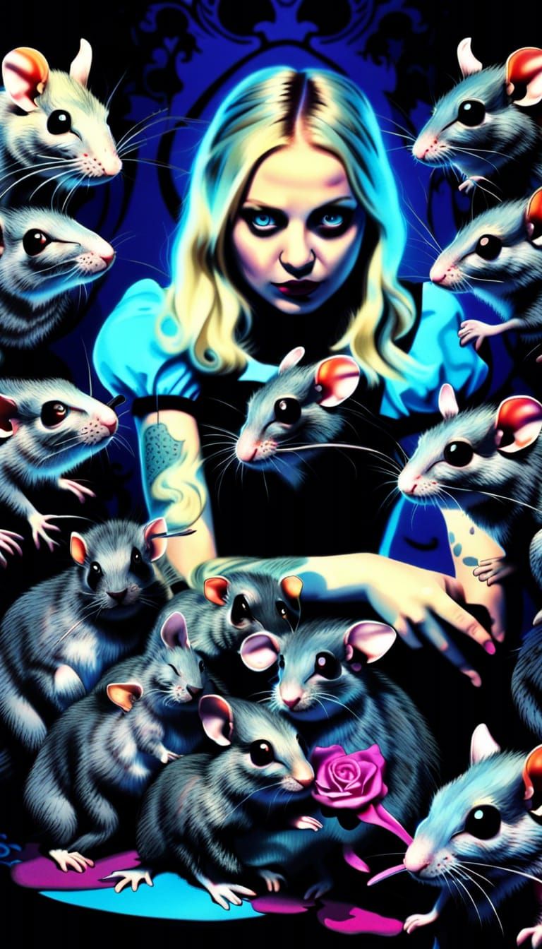 Alice in Wonderland with Rats: Dark Fantasy Poster