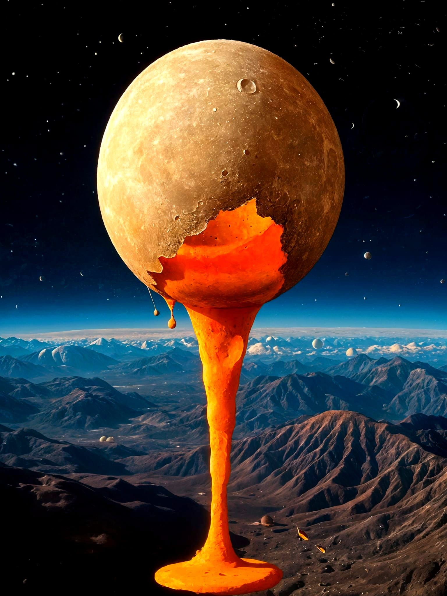 Egg Moon Falls: Cosmic Waterfall in Space