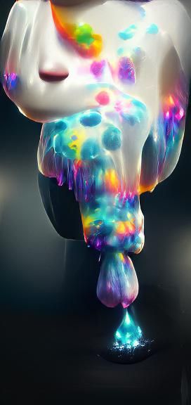 Rainbow Dripping Sculpture in Tie-Dye Style