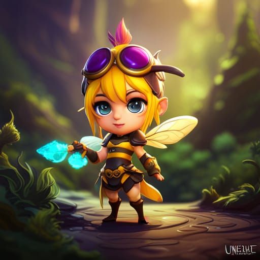 Chibi Bee Fantasy Concept Art in 8k
