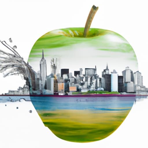 New York City Skyline in Apple Splash Art