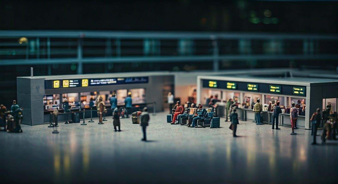 Miniature Airport Departure Scene in ABS Plastic
