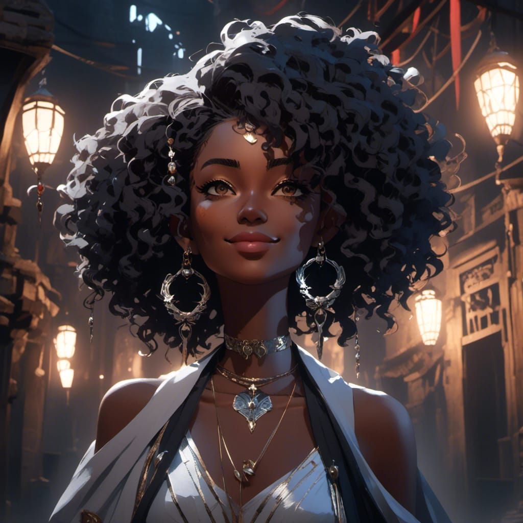 Elegant 3D Anime Woman with Silver Jewelry