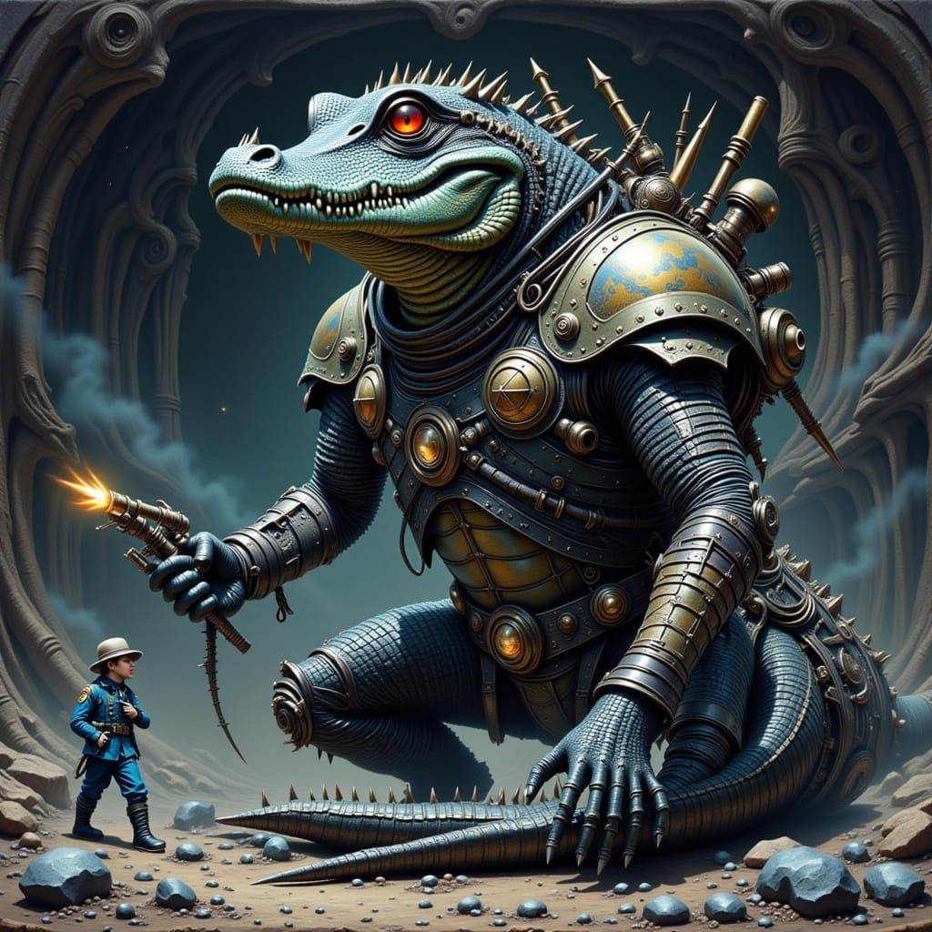 Steampunk Space Gator in Cosmic Style