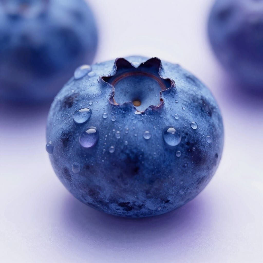 Juicy Blueberry with Dew Drops in Soft Gradient Light