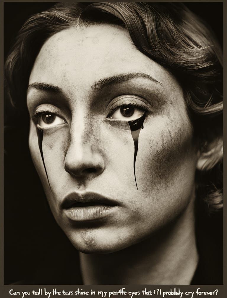 Melancholic Noir Portrait in Fornasetti Style