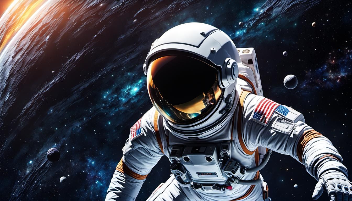 Astronaut Drifting in Space Comic Illustration