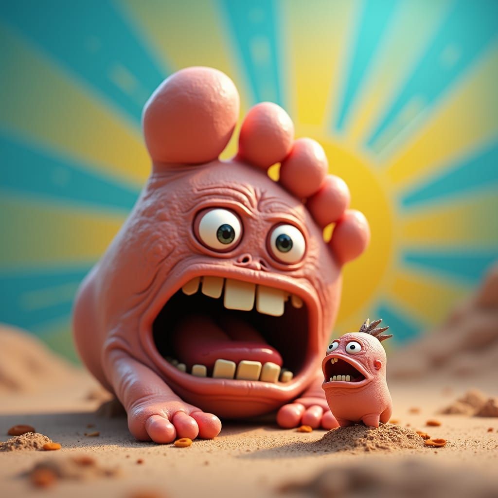 Giant Toe Confronts Little Toe in Animated 3D