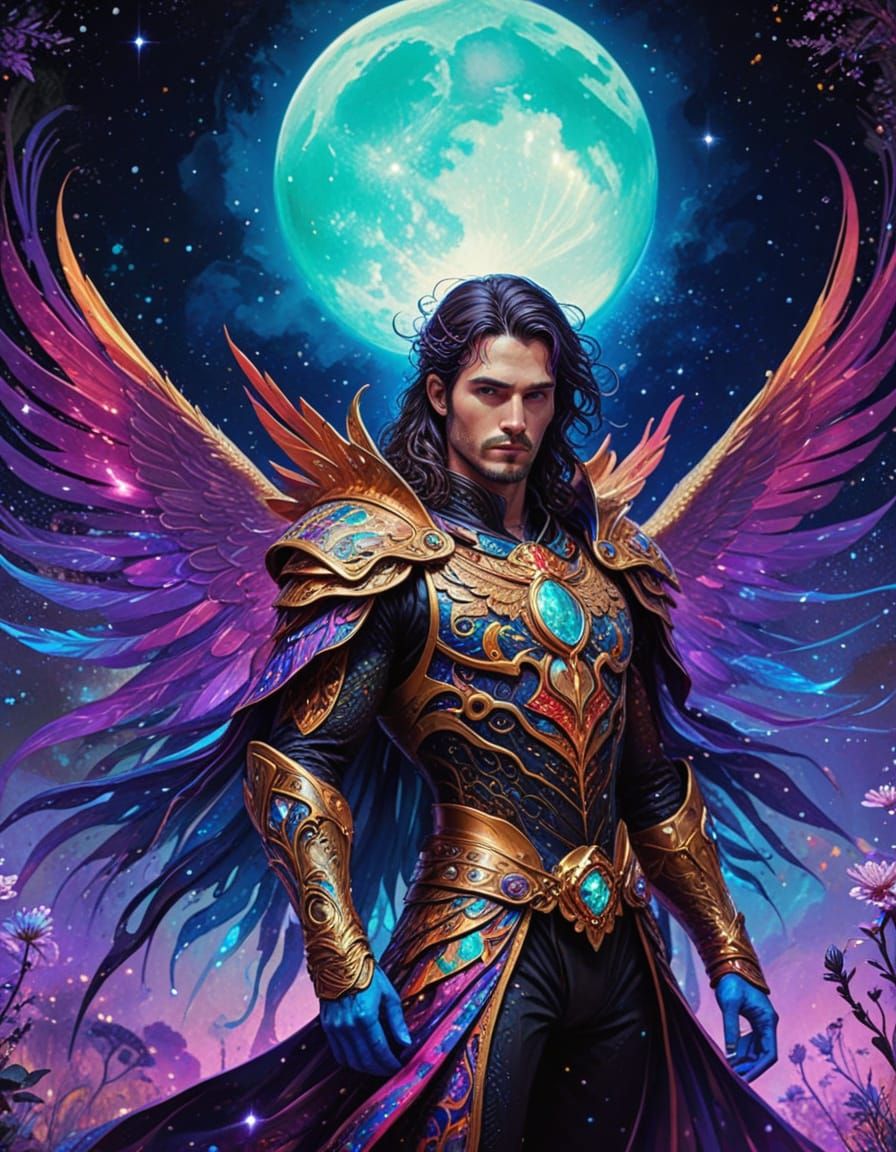 Surreal Fantasy Hero in Vibrant Comic Book Art