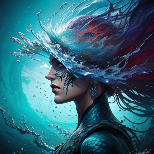 Hyperrealistic Ocean Creatures in Splash Art Style