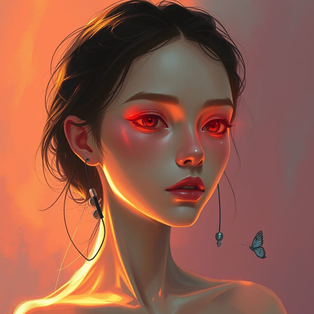 Ethereal Futuristic Portrait in Dreamy Impressionist Style
