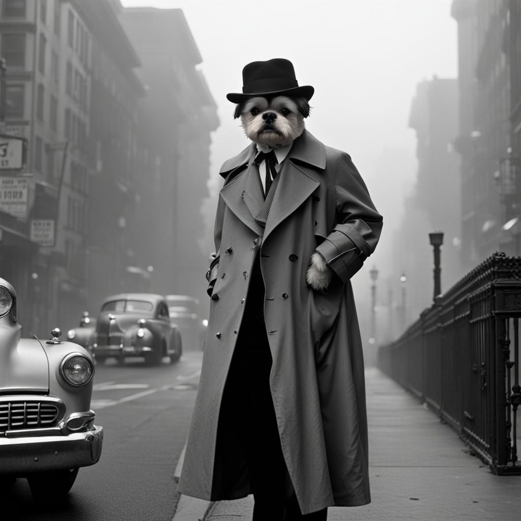 Shih Tzu as Sam Spade in Film Noir