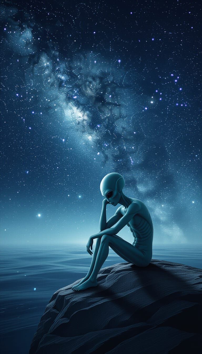 Depressed Alien Contemplates Cosmic Loneliness