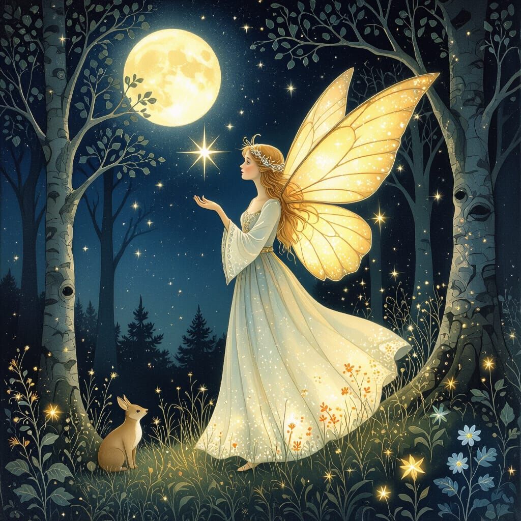 Enchanting Fairy Forest with Moonlit Glow