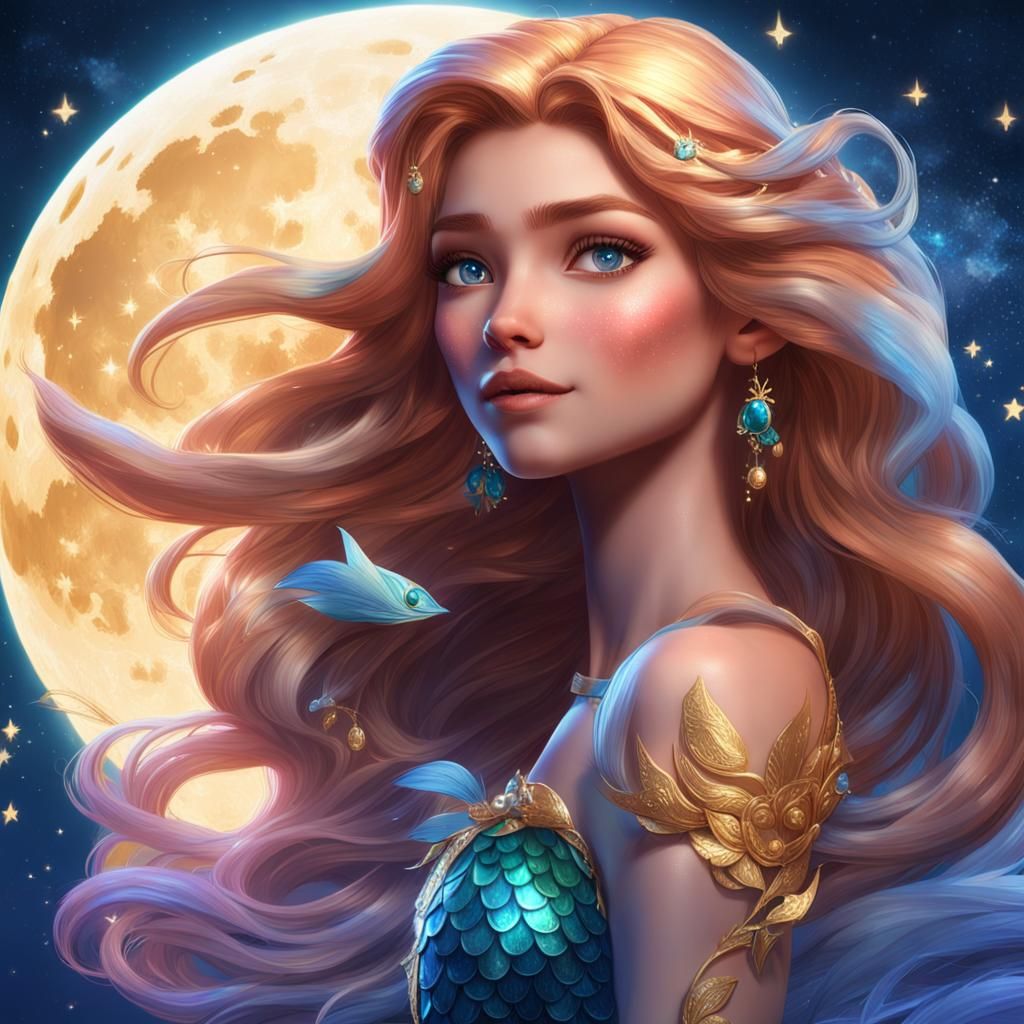 Stella from Winx Club as Mermaid, Hyperrealistic Portrait