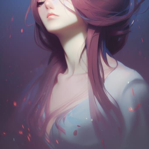 Anime Girl Portrait in Art Nouveau Style