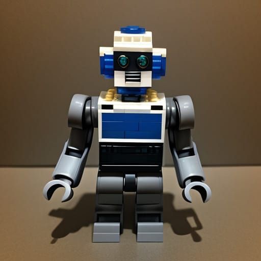 Vibrant Lego Robot in a Futuristic Landscape