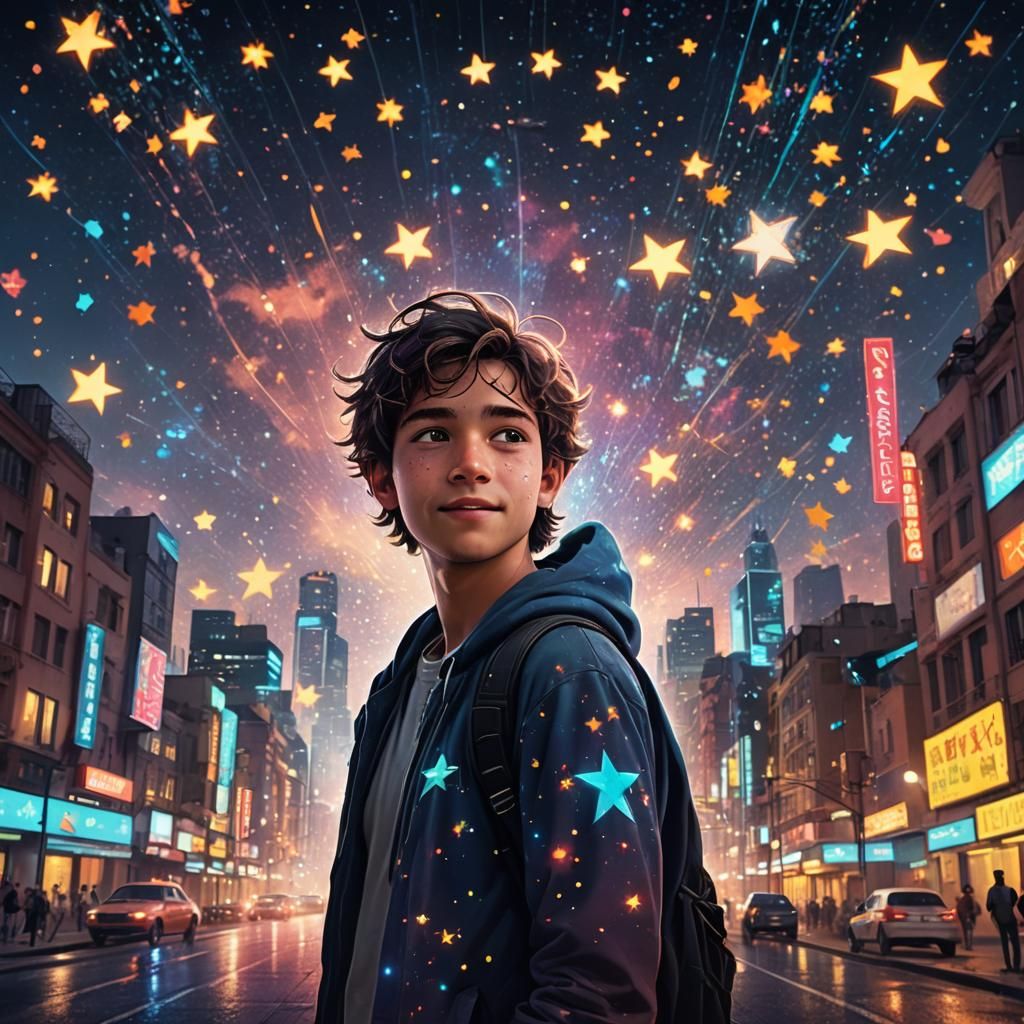 Night City Walk: A Matte Painting of Hope