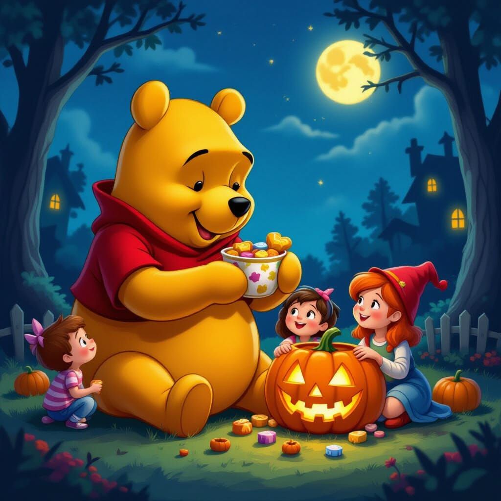 Giant Winnie the Pooh Halloween Party with Trickster Jack-o-...