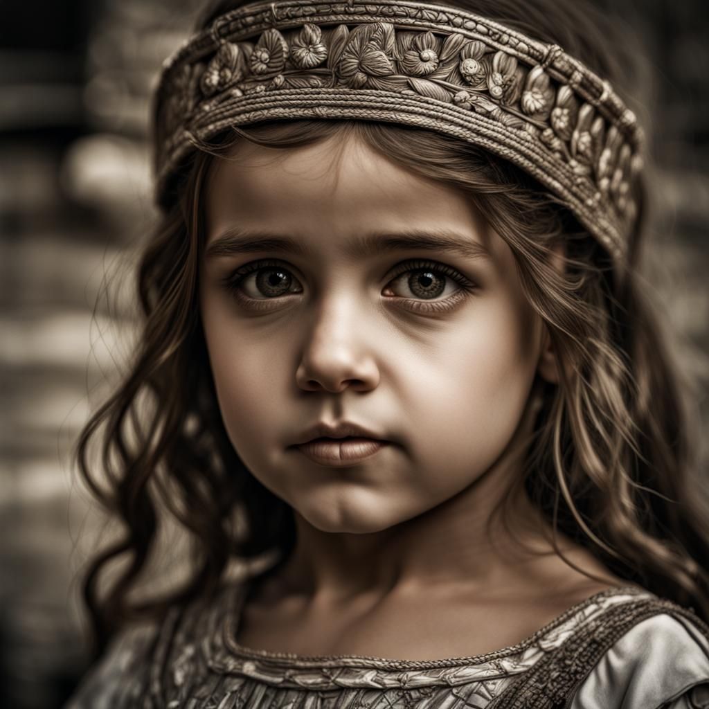 Traditional Greek Girl Portrait in Hyperrealistic Style