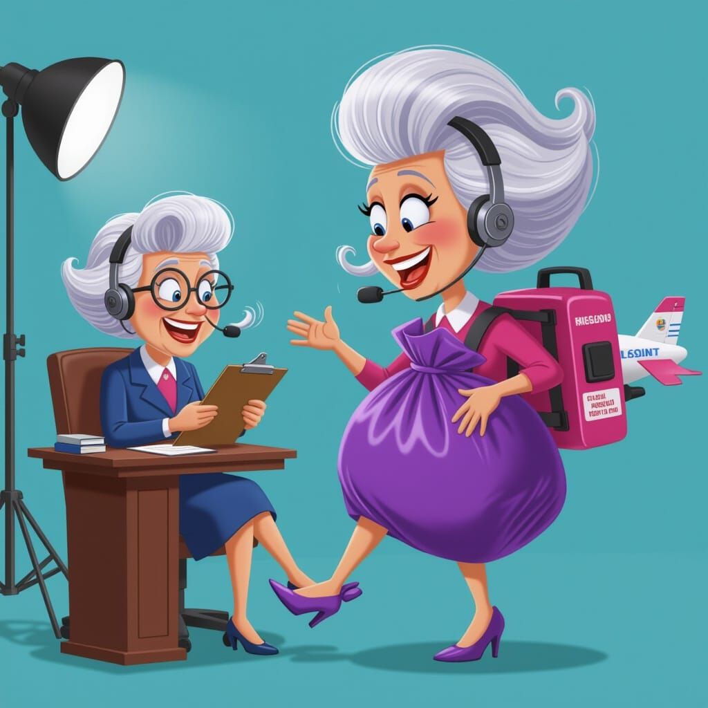 Elderly Woman Auditions Dancing Trash Bag in Pixar Style