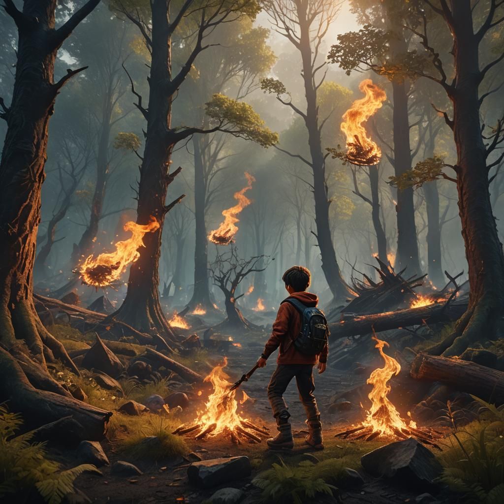Fiery Forest: A Fantastical Matte Painting