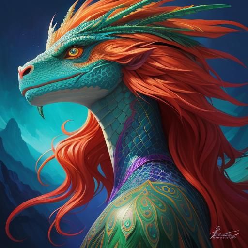 Dragon Woman Portrait in Fauvist Style