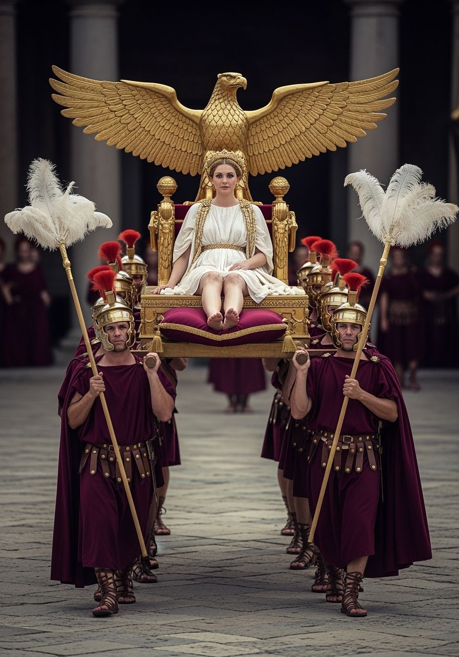 Roman Empress on Eagle Throne, Cinematic Photography