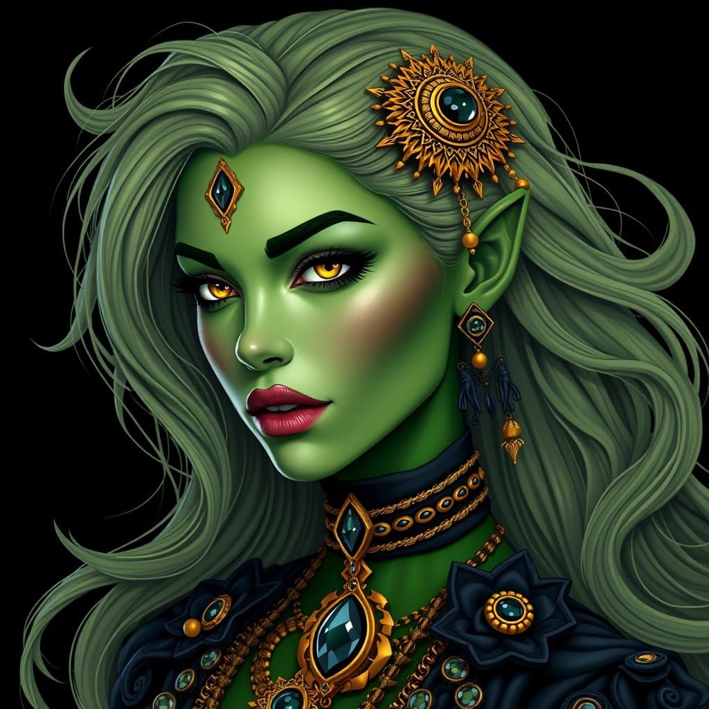 Ethereal Fantasy Queen in Golden Accents