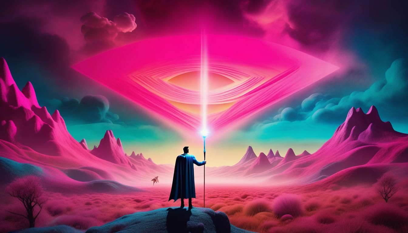 Surrealist Superman in Dreamlike Alien Landscape