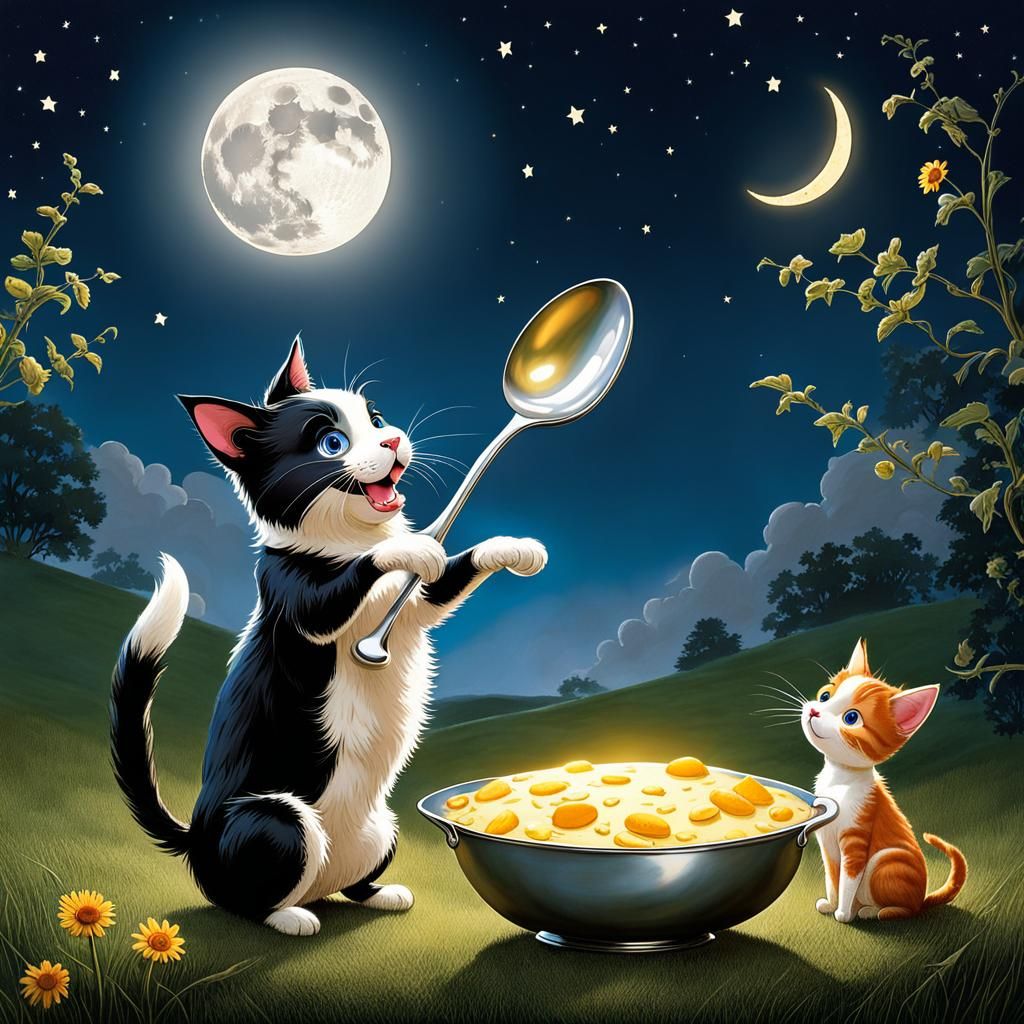 Cow Jumping Over the Moon: Nursery Rhyme Scene