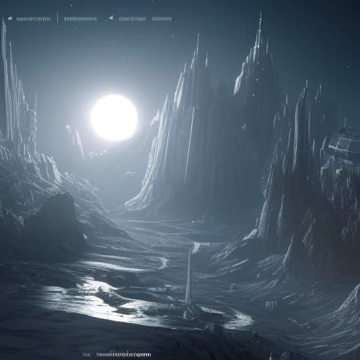 Futuristic Moon City in Maximalist Style