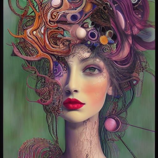 Ecstatic Floral Lady in Vibrant Abstraction