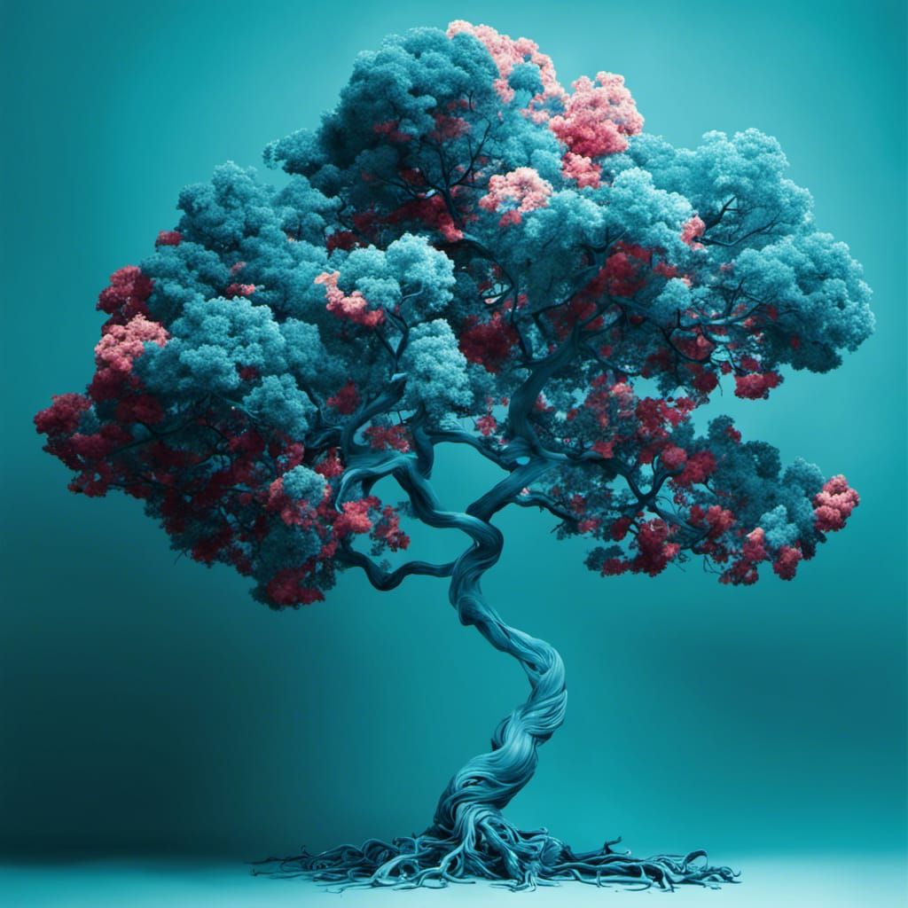 Expansive Blue Tree in Watercolor Style