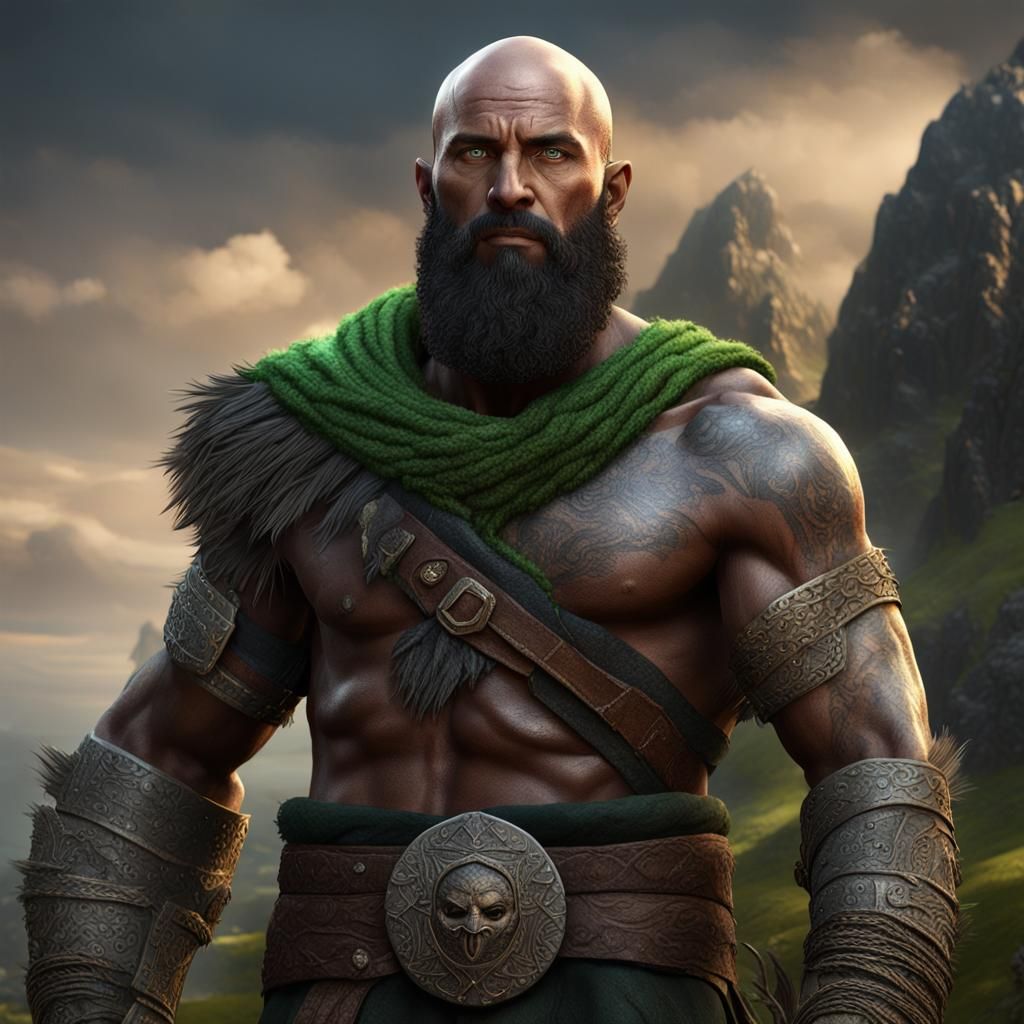 Earth Genasi Barbarian Portrait in Detailed Matte Painting