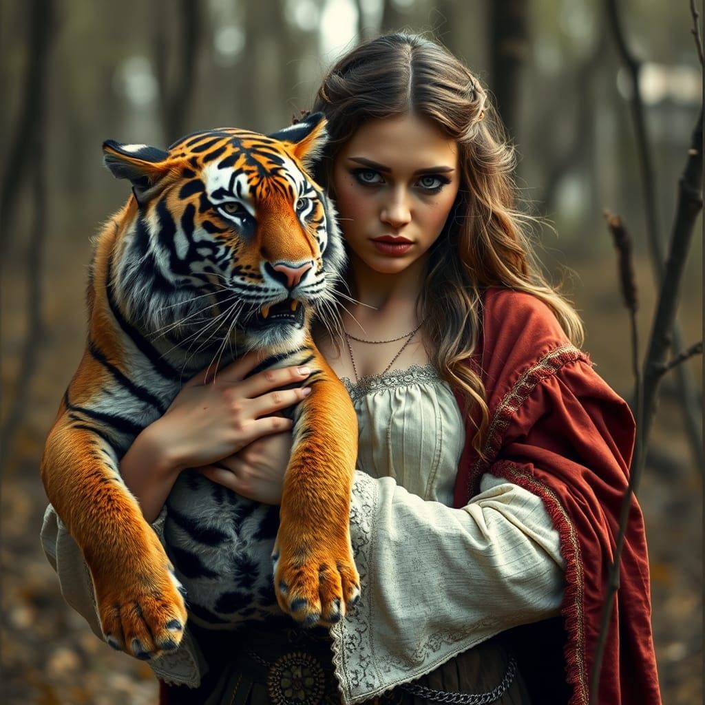 Medieval Woman with Tiger