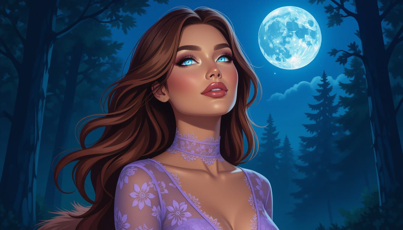 Latina Woman's Werewolf Transformation Under Full Moon