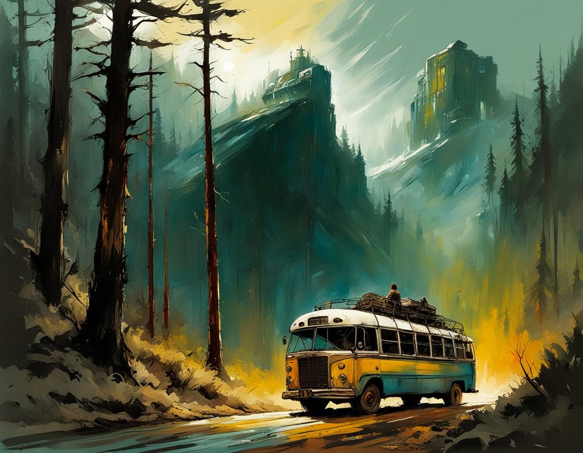 Christopher McCandless and the Magic Bus: Watercolor Art