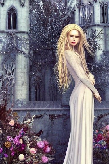 Androgynous Man in Wedding Gown, Gothic Winter