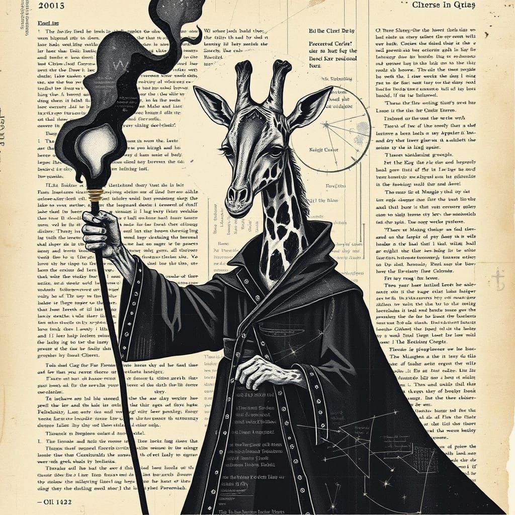 Mystical Giraffe Casting Ancient Spells