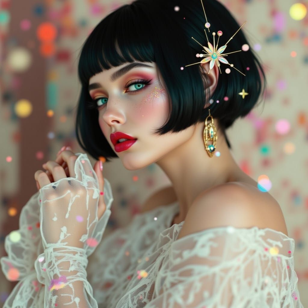 Elegant Woman in Luxurious Setting: Digital Painting