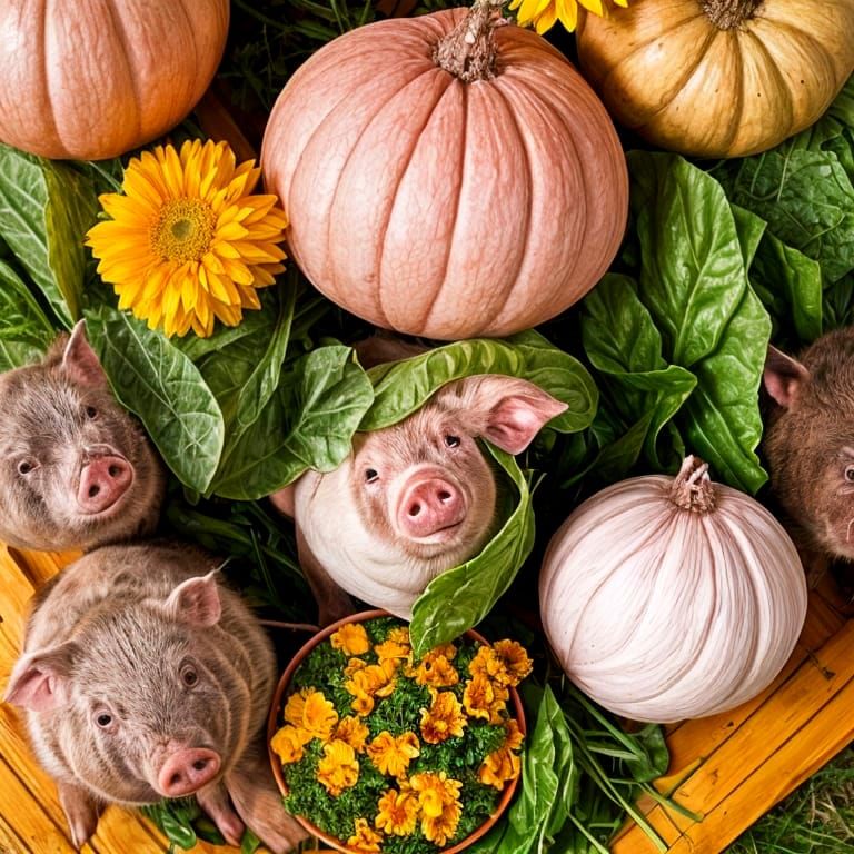 Vegetable Pig Art in Arcimboldo Style