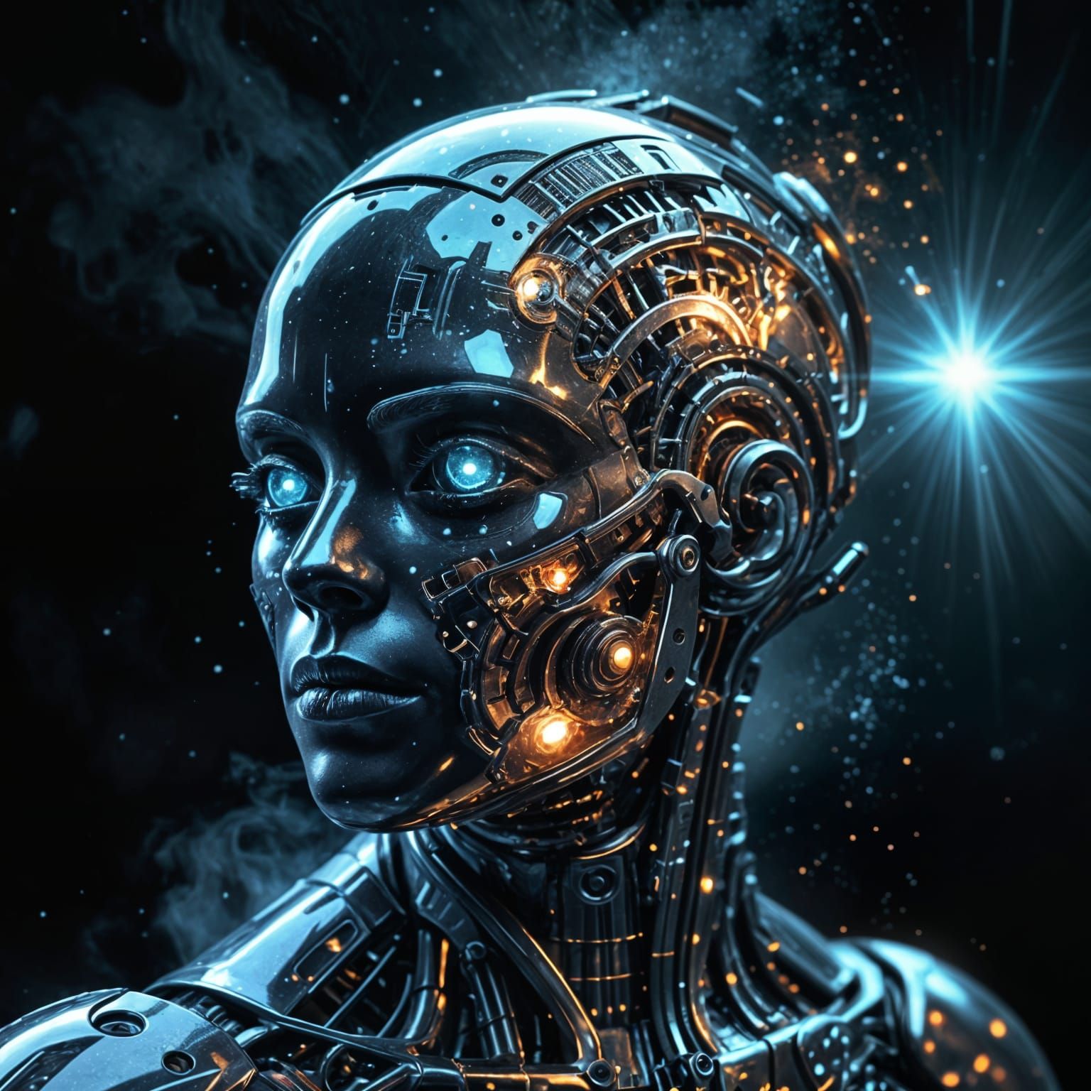 Android Head in Cosmic Harmony