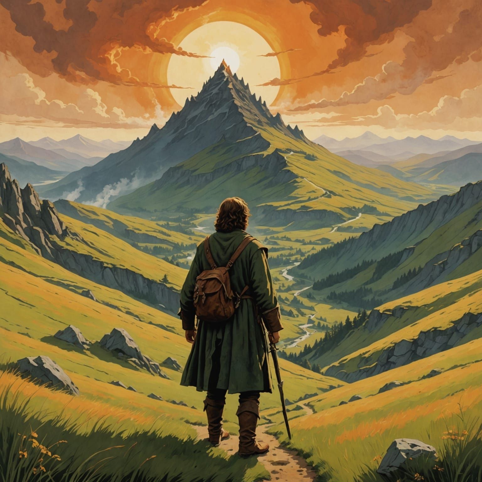Gouache Style Lord of the Rings Poster Art