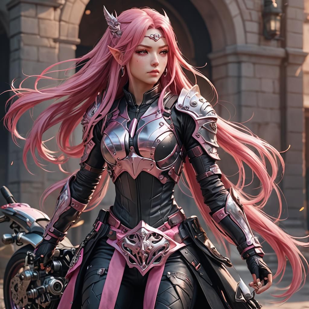 Anime Biker Warrior Princess in 3D