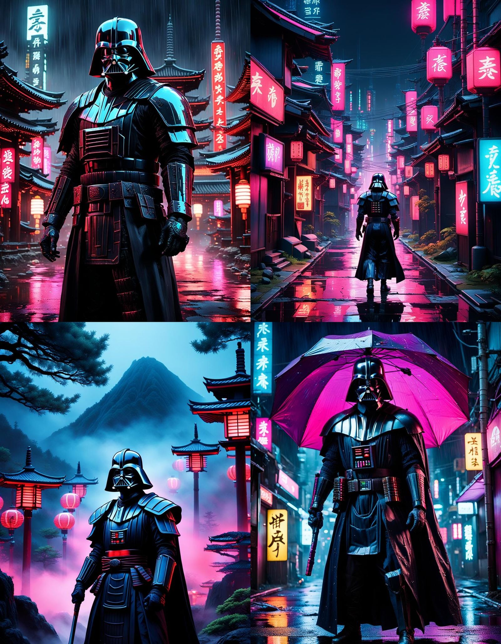 Darth Vader as Samurai in Cyberpunk Japan