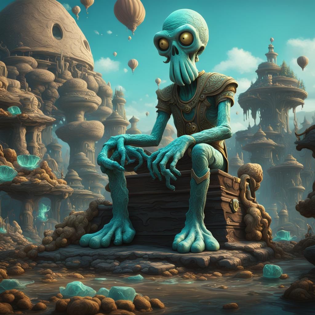 Detailed Matte Painting of Squidward in 8K