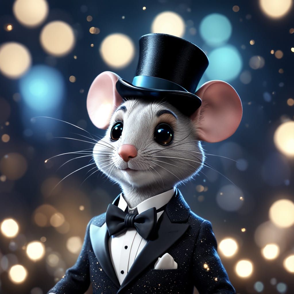 Dapper Mouse in a Twinkling Nighttime Scene