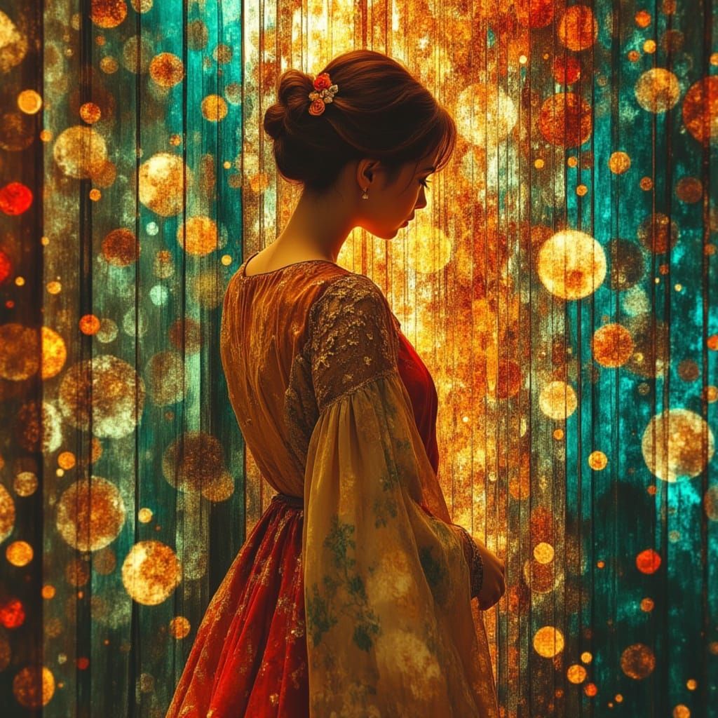 Woman in Embroidered Robes, Art Nouveau Style